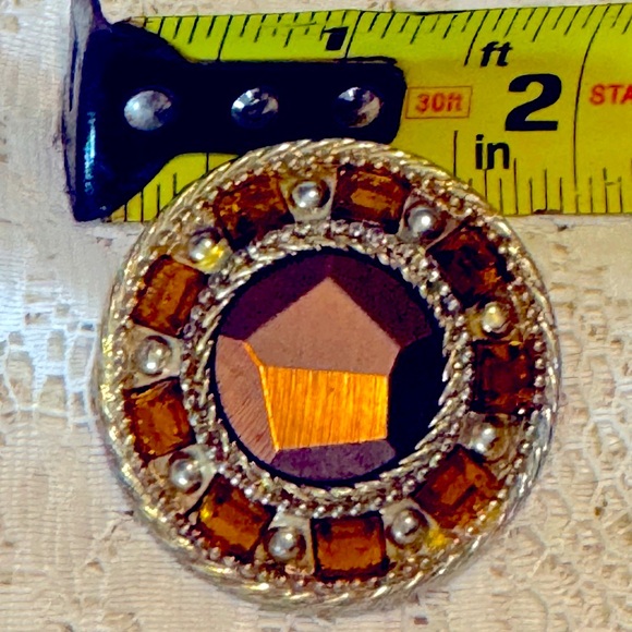 🍁VTG CHUNKY ROUND BLING AMBER CLIP-ON FASHION EARRINGS🍁 - Picture 6 of 6